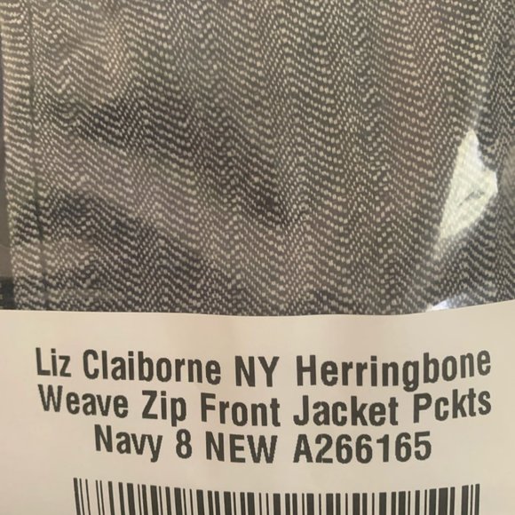 NWT LIZ CLAIBORNE NY HERRINGBONE NAVY ZIP JACKET 8 - Picture 11 of 11
